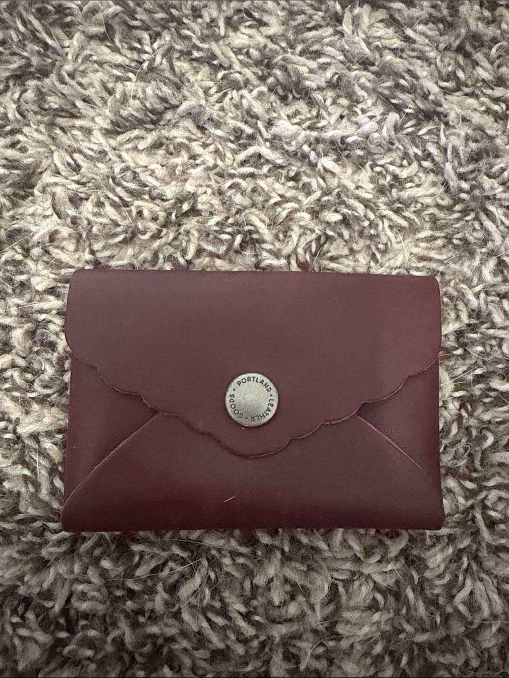 Portland Leather Burgundy Scallop Envelope mini Wallet